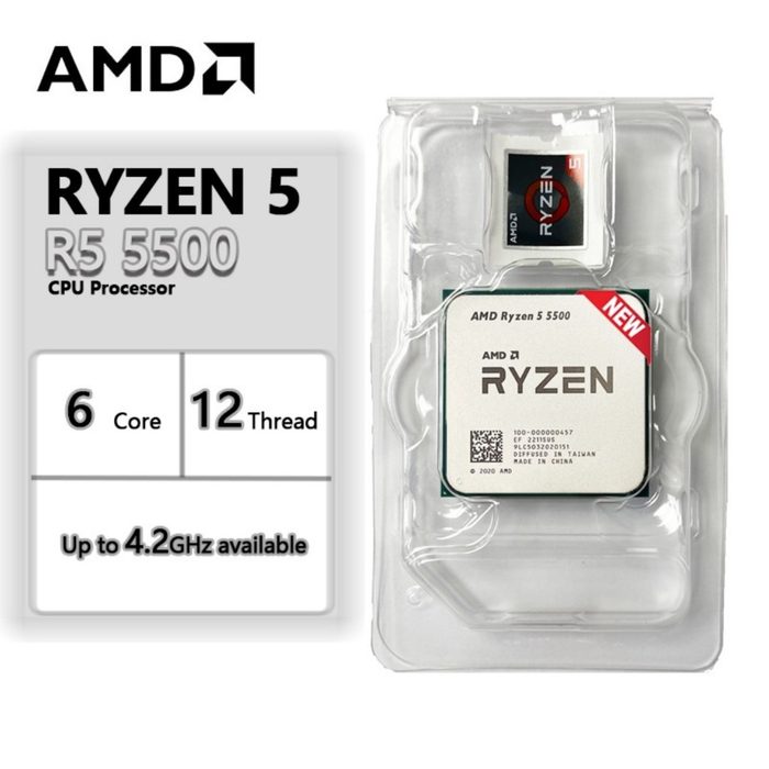 Processador AMD Ryzen 5 5500, 6-Core, 12-Threads, 3.6GHz 4.2GHz Turbo , Cache 19 MB, AM4 Novo S/Caixa