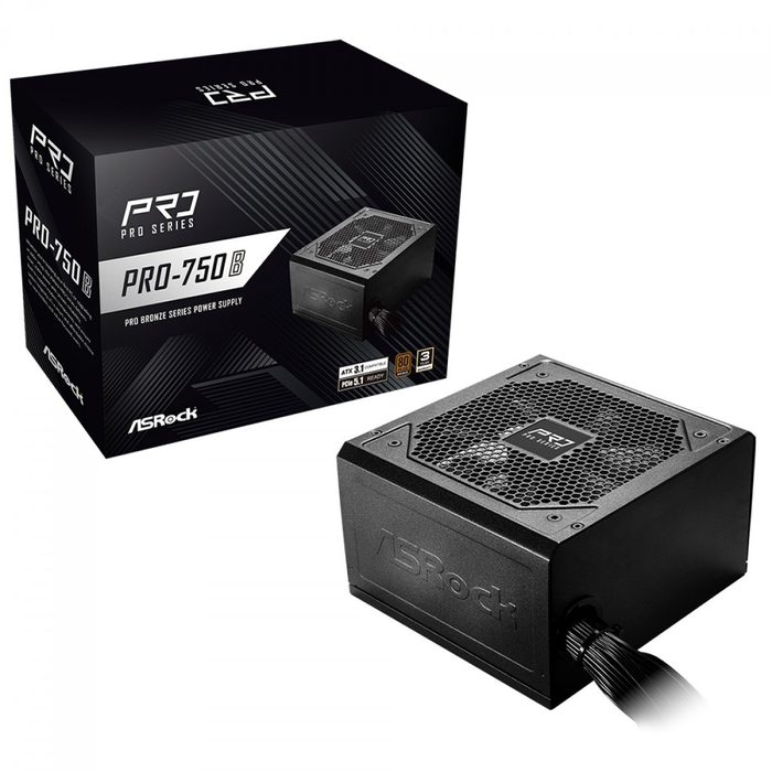 Fonte Asrock Pro 750W 80 Plus Bronze Atx 31 Pcie 51 Pfc Ativo Preto Pro 750B