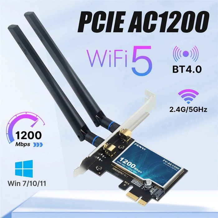 Adaptador Wifi 5 Fenvi PCIe 1200 Mbps