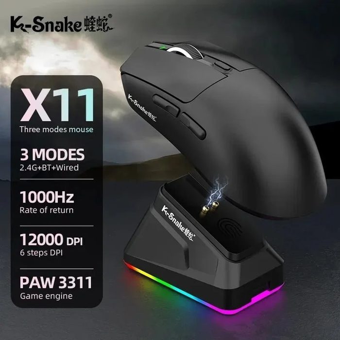 Mouse Leve Para Jogos X11 Paw3311 Com Encaixe Rgb De Três Mo
