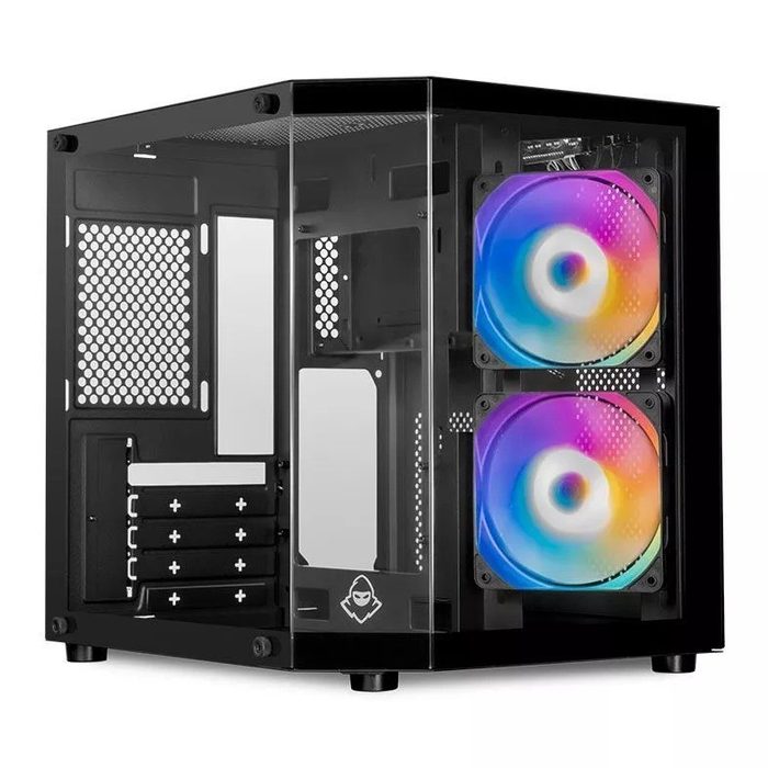 Gabinete Gamer Aquário Mancer CV700M, Mini-Tower Lateral de Vidro Com 2 Fans Preto MCR-CV700M-BK-2F