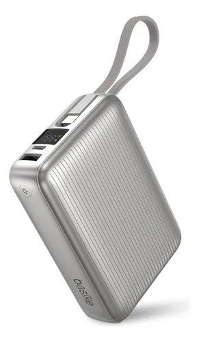 Carregador Portátil Basike 20000mAh PD 45W com Cabo USB-C Integrado para iPhone e Samsung