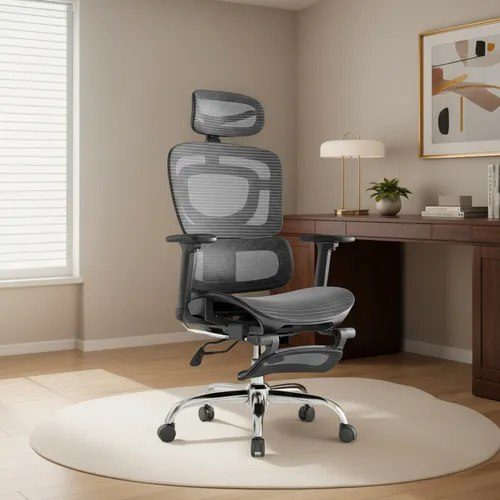 PARCELADO! Cadeira De Escritório Ergonômica Mônaco Bt07 Luvinco Malha Respirável Com Suporte Lombar Adaptável Apoio Para Pés Retrátil Encost