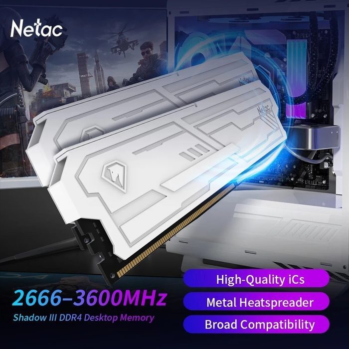 Memória RAM Netac Shadow III DDR4 2x8GB 3200MHz