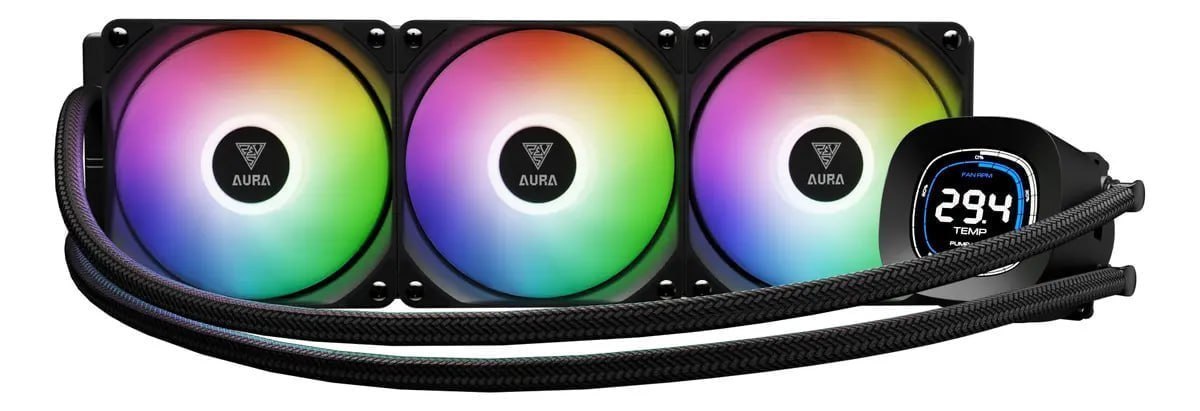water cooler gamdias aura gl 360 digital com argb e display integrado