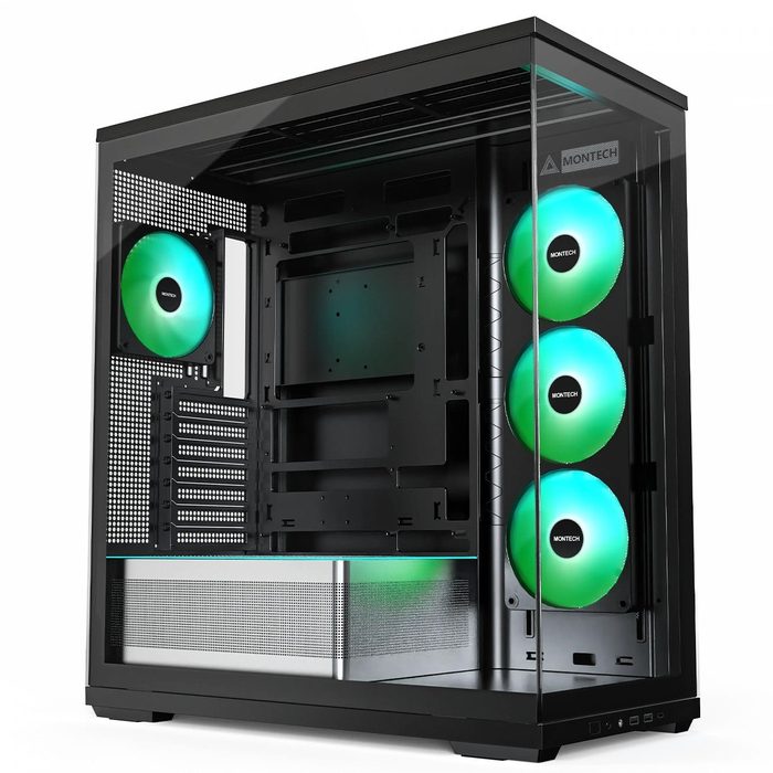 Gabinete Gamer Montech Tg3 Argb Mid Tower Atx Sem Fonte Com 4 Fans Preto