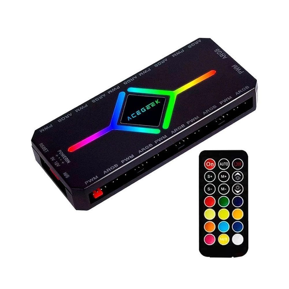 controladora acegeek hub10 10 portas argb 10 portas pwm preto