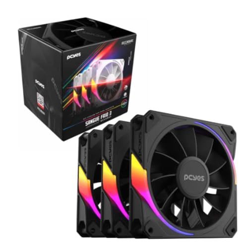 PARCELADO! Kit Cooler Fan Pcyes Sangue Frio 3 ARGB Black Vulcan 120MM