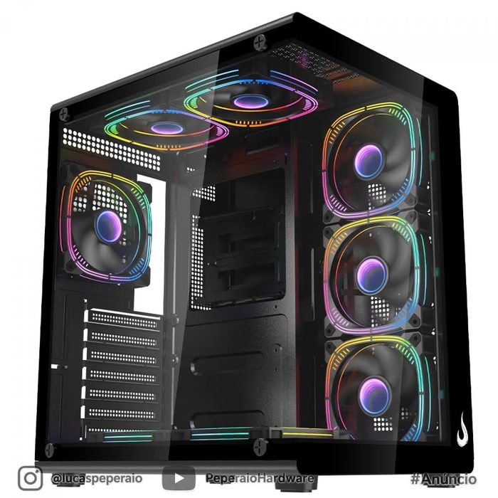 Gabinete Gamer Rise Mode Galaxy Glass X Mid Tower Vidro Temperado Matx Sem Fonte Sem Fan Preto Rm Ga Ggx Fb