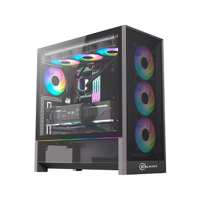 Gabinete Gamer Kalkan Hakon Pro E Atx Sem Fans Lateral Em Vidro Temperado Preto Klk00094