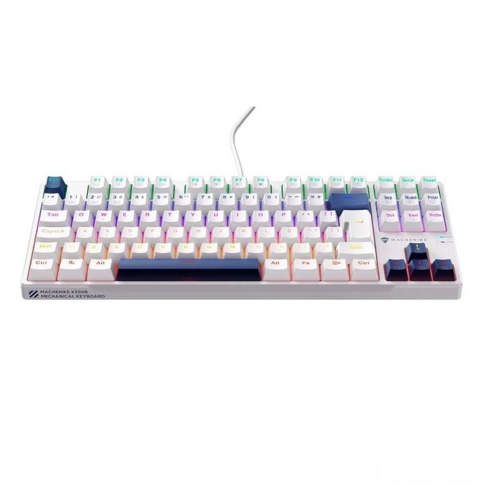 Teclado Mecanico Gamer Machenike K500B B87 Rgb Switch Red Layout 80 Usb C Abnt2 Branco E Azul Ref Jj02Gz009