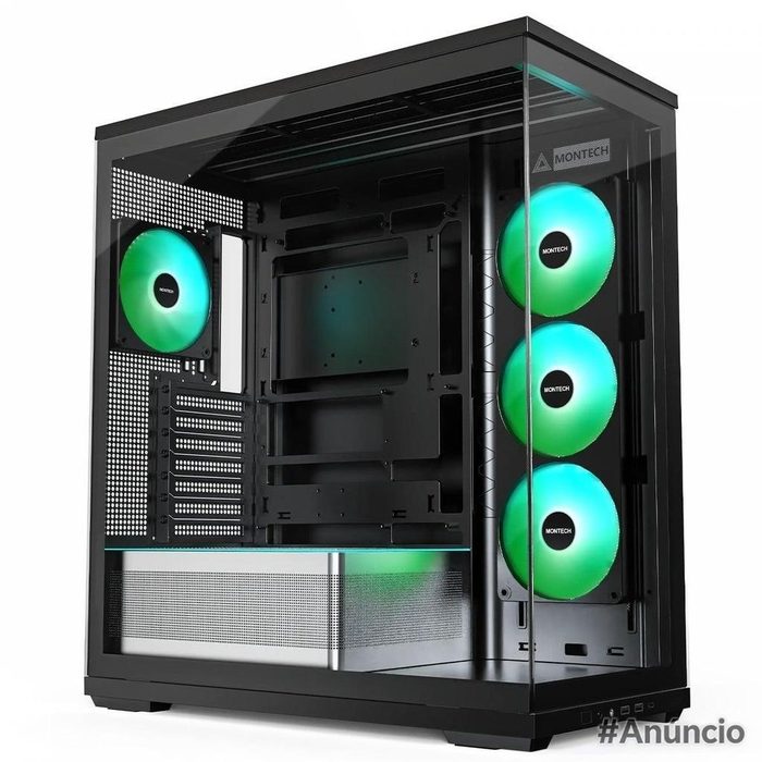 Gabinete Gamer Montech TG3, ARGB, Mid Tower, ATX, Sem Fonte, Com 4 Fans, Preto