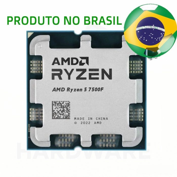 Processador AMD Ryzen 5 7500F, 5.0GHz Max Turbo, Cache 38 MB, AM5, OEM 100-000000597