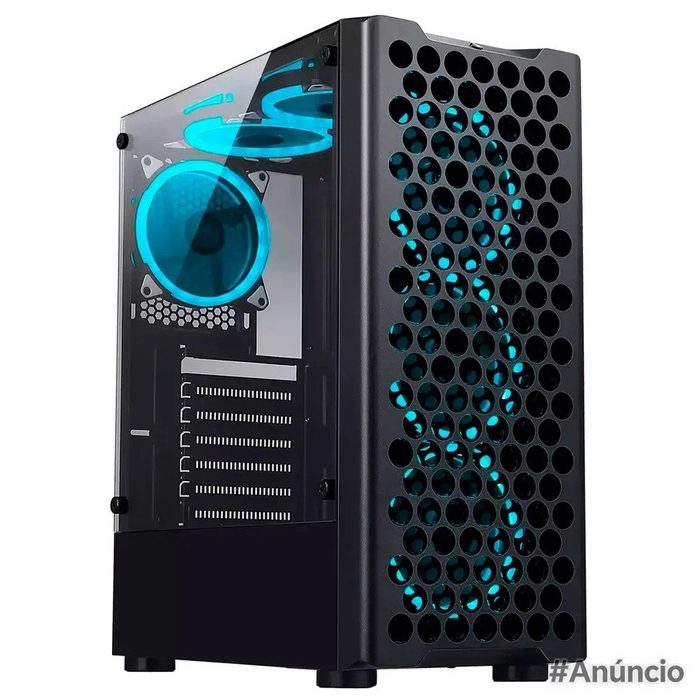 Gabinete Gamer Rise Mode X5 Glass Rgb Lateral Em Vidro Fume Sem Fans Preto Rm X5 05 Fb