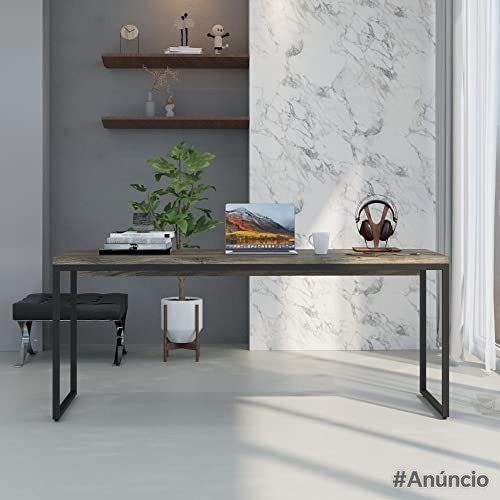 PARCELADO! Mesa Dynamica Diretor 180X60X75cm, Carvalho Dark/Est.Preta