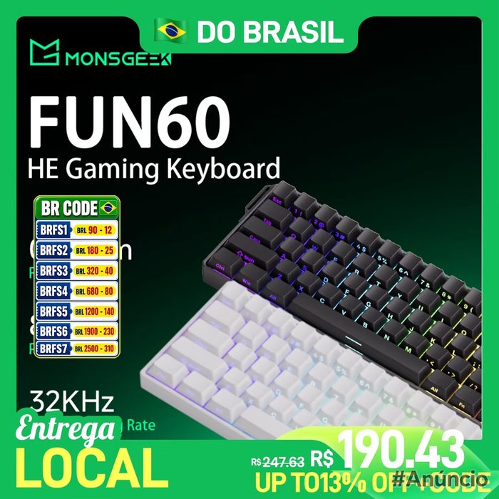 Teclado Magnético Akko Monsgeek Fun60 Pro Black Wired