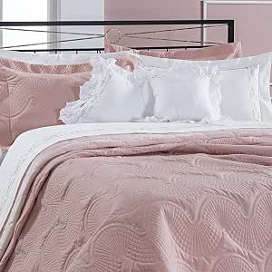 Roupa de Cama King Lisse - 4 peças - Percal 200 fios - Jogo de Lençol Bordado - Rose - Bernadete Casa
