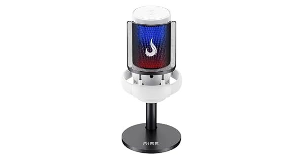 Rise Mode Elite 05 Microfone Gamer Usb com Suporte de Mesa Rgb, Branco