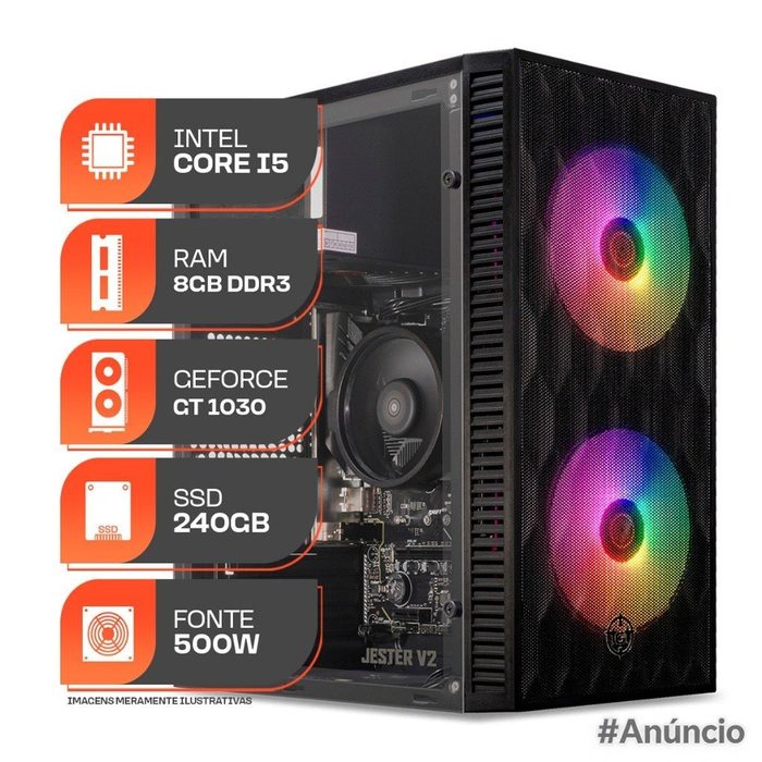 PC Gamer Forge, Intel Core i5, GT 1030 2GB, 8GB DE RAM, SSD 240GB, Fonte 500W