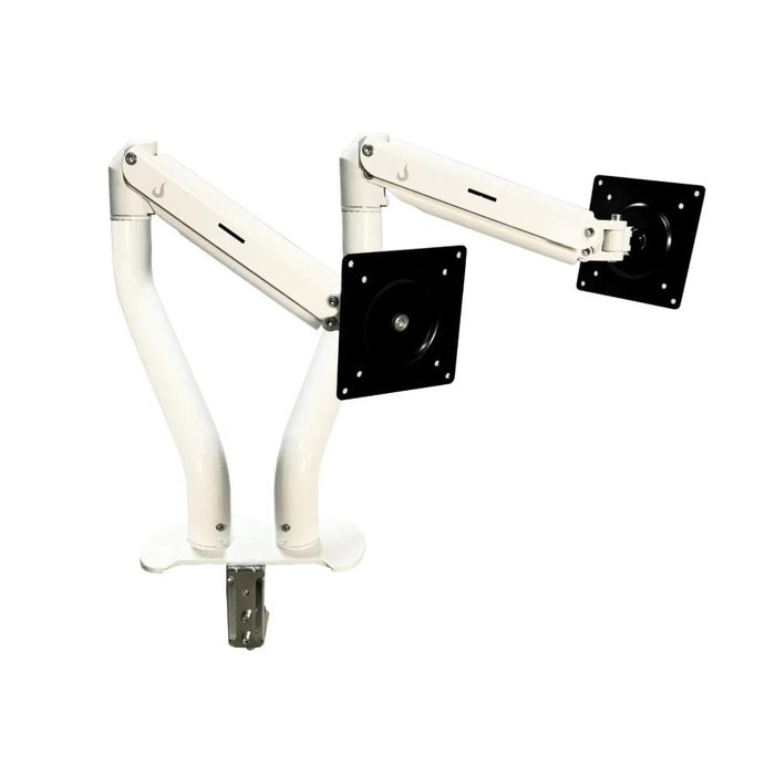 Suporte de Mesa Articulado para 2 Monitores de 15" a 34" Dual Iron Lift Rise Mode, Ajuste de altura, Pistão a Gás, Branco - RM-IL-02-W