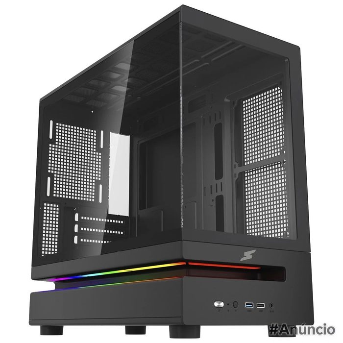 Gabinete Gamer Superframe Flow 500 Rgb Mid Tower Vidro Temperado M Atx Sem Fans Preto Sf Cs Flw50Msbnsf
