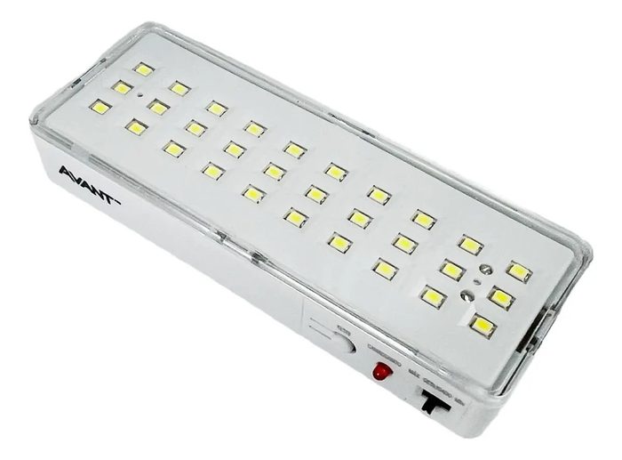 luminária emergência led avant barra 1w 30 leds branco frio