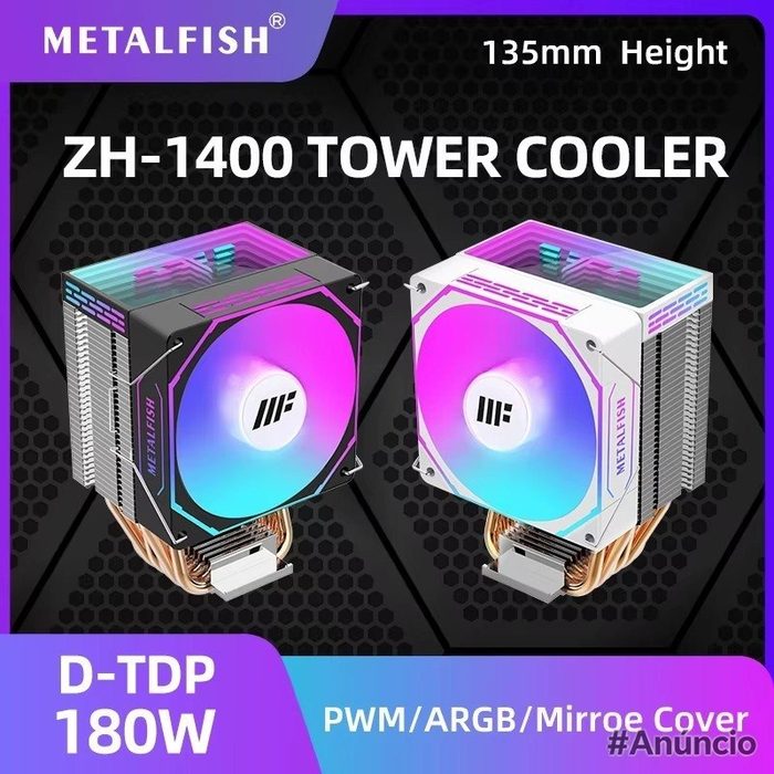 Air Cooler METALFISH ZH-1400, 4 Heatpipes, 1700 1200 1150 1155 1156 1366 2011 AM5 AM4 AM3 x99 x79