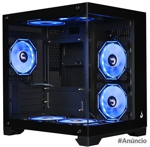 Gabinete Gamer Rise Mode Galaxy Glass M Mini S/fan, Compacto m-ATX ITX Lateral e Frontal em Vidro Temperado