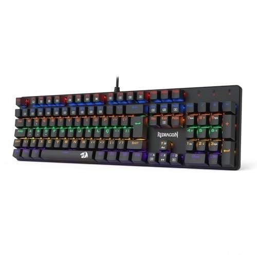 TECLADO MECÂNICO GAMER REDRAGON VALHEIM ILUMINAÇÃO RAINBOW PRETO SWITCH BROWN K608-R PT-BROWN