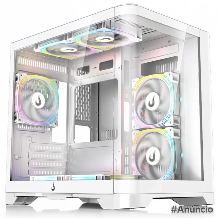 Gabinete Gamer Rise Mode Galaxy Curved Mid Tower Vidro Temperado Matx Sem Fonte Sem Fan Branco Rm Ga Gc Fw