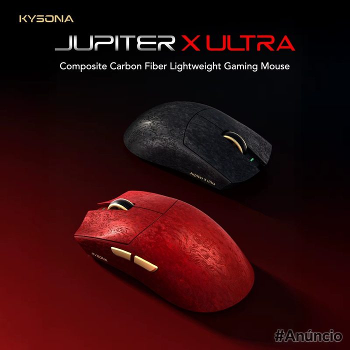 Mouse Gamer Sem Fio KYSONA Jupiter X Ultra 3950 54L15, Fibra de Carbono PAW3950