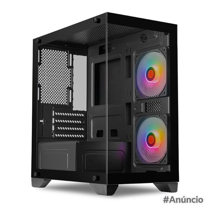 Gabinete Gamer TGT Gladiator, Rainbow, Mid-Tower, Lateral de Vidro, Com 2 Fans, Preto, TGT-GLD-BK