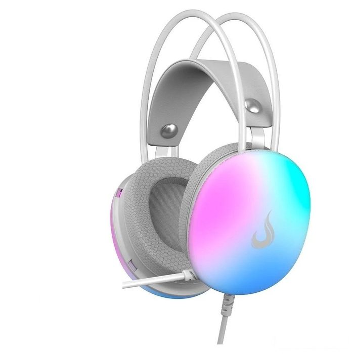 Headset Gamer Rise Mode Moom Rainbow Driver 50Mm Usb E P2 Branco Rm Hs M W