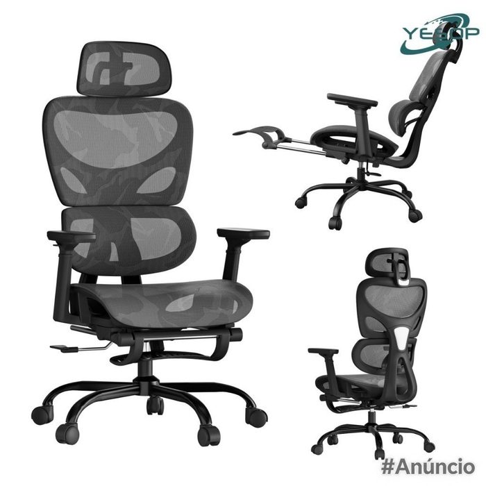 YESOP Cadeira De Escritório Ergonômica Com Apoio Lombar E De Pernas Assento Zero Gravity Cor Preto