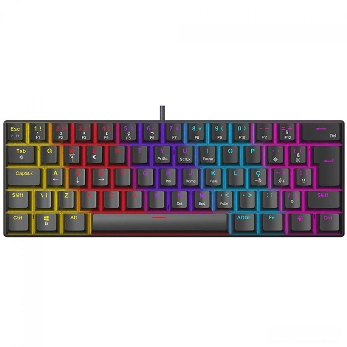 Teclado Mecanico Gamer Ninja Leap 60 Switch Blue Rainbow Abnt2 Preto Gn Kb Lpbl60Bbuab