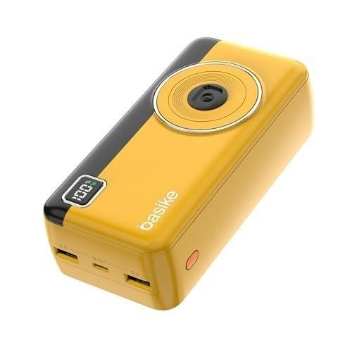 Power Bank 30000mAh, Basike Carregador Portátil com Cabo Amarelo