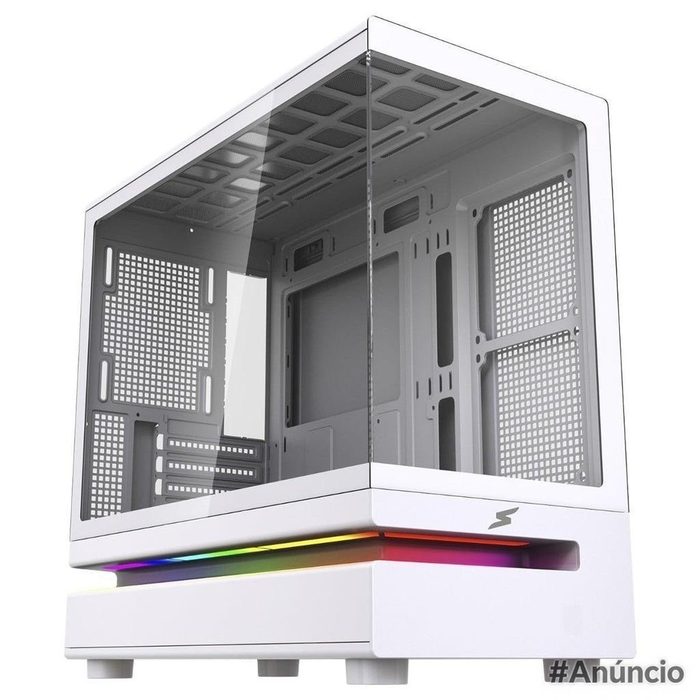 Gabinete Gamer SuperFrame Flow 500, RGB, Mid Tower, Vidro Temperado, M-ATX, Sem Fans, Branco, SF-CS-FLW50MSWNSF