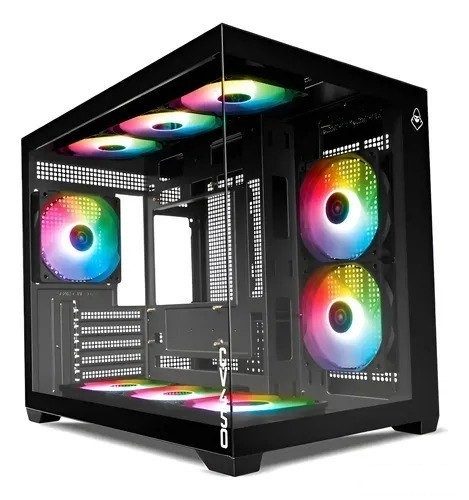 gabinete mancer cv450 mini tower 9 fans vidro preto