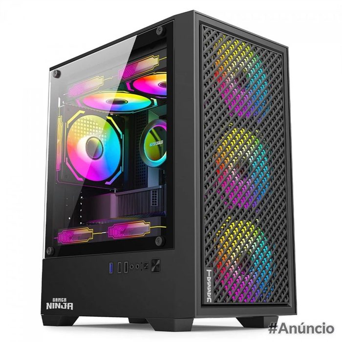 gabinete gamer ninja tessen mid tower m-atx 3 fans