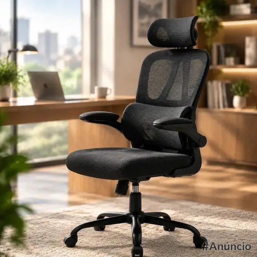 cadeira de escritório sitolia ergonômica mesh suporte lombar preto malha