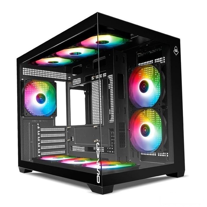 gabinete mancer cv450 mini-tower lateral de vidro 9 fans preto