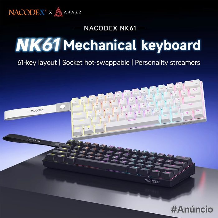 teclado mecânico ajazz nacodex nk61 switch red