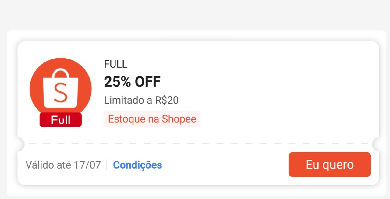 Cupom 25% OFF Shopee
