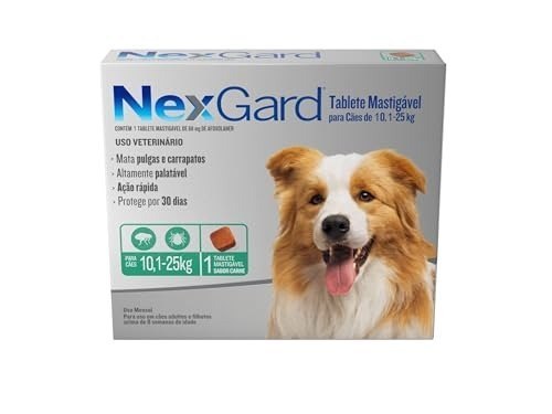 antipulgas e carrapatos para cães nexgard 10,1 a 25kg 1 tablete