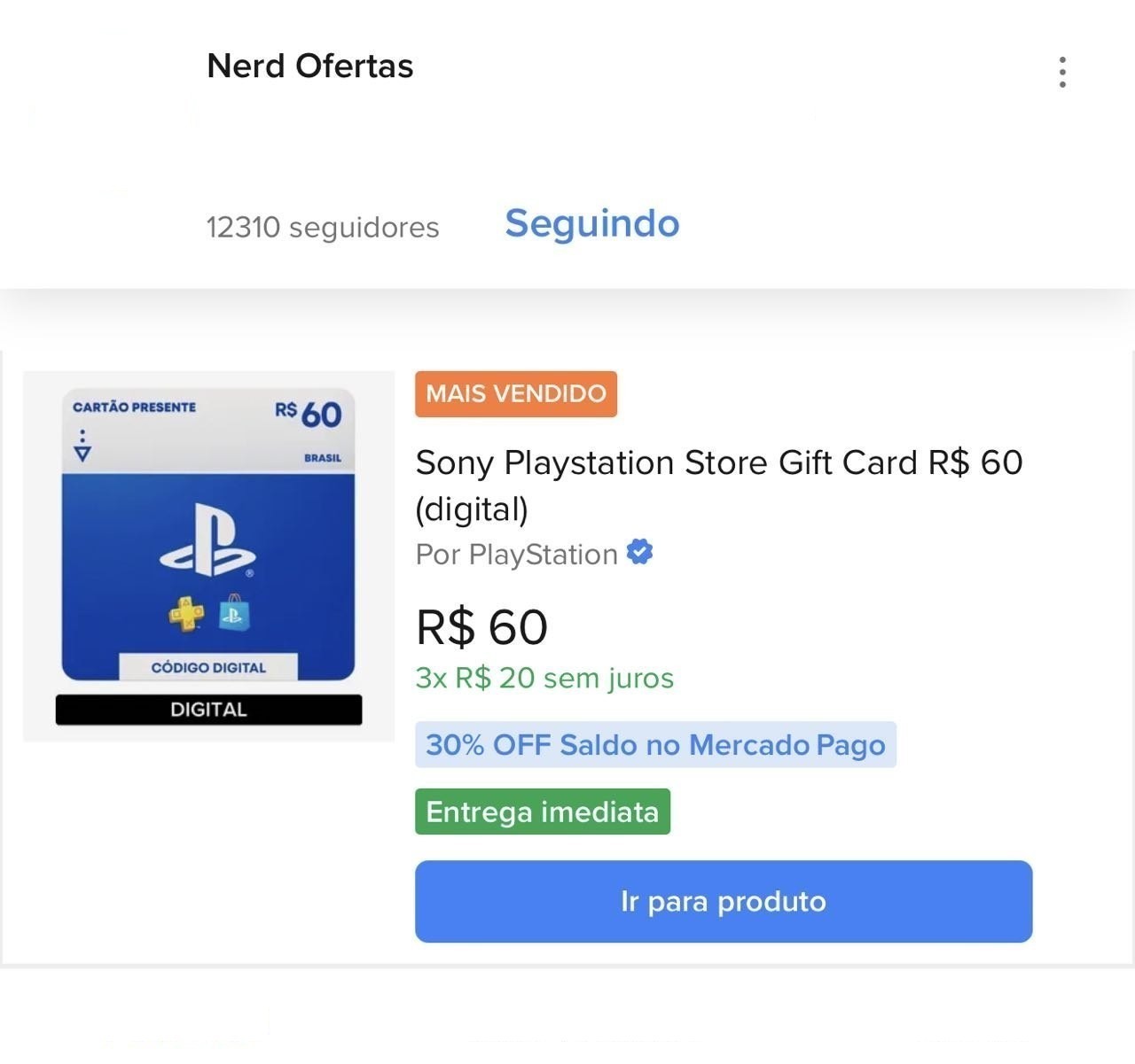 gift card sony playstation store r$ 60 digital