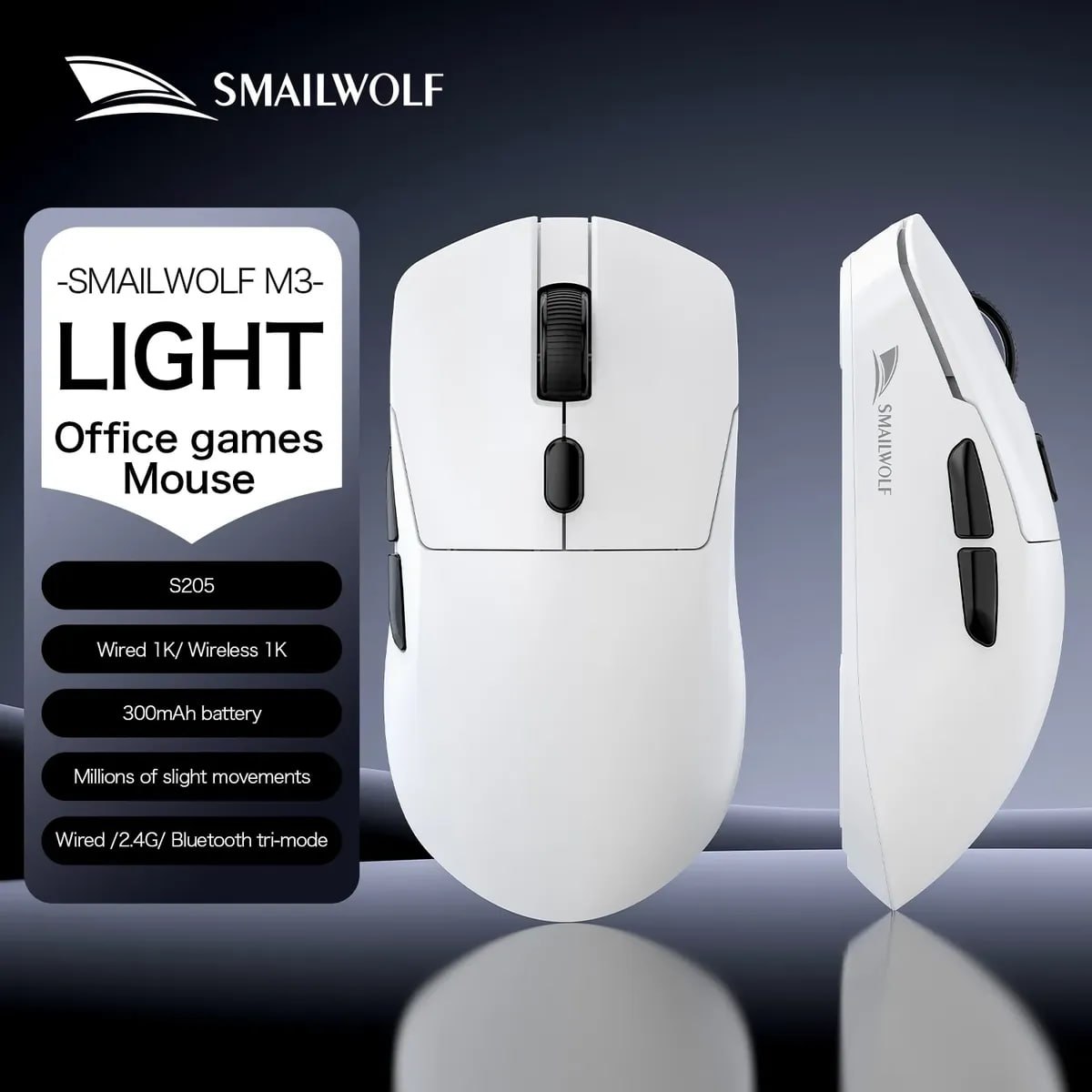 mouse gamer smailwolf m3 sem fio paw311 1k polling
