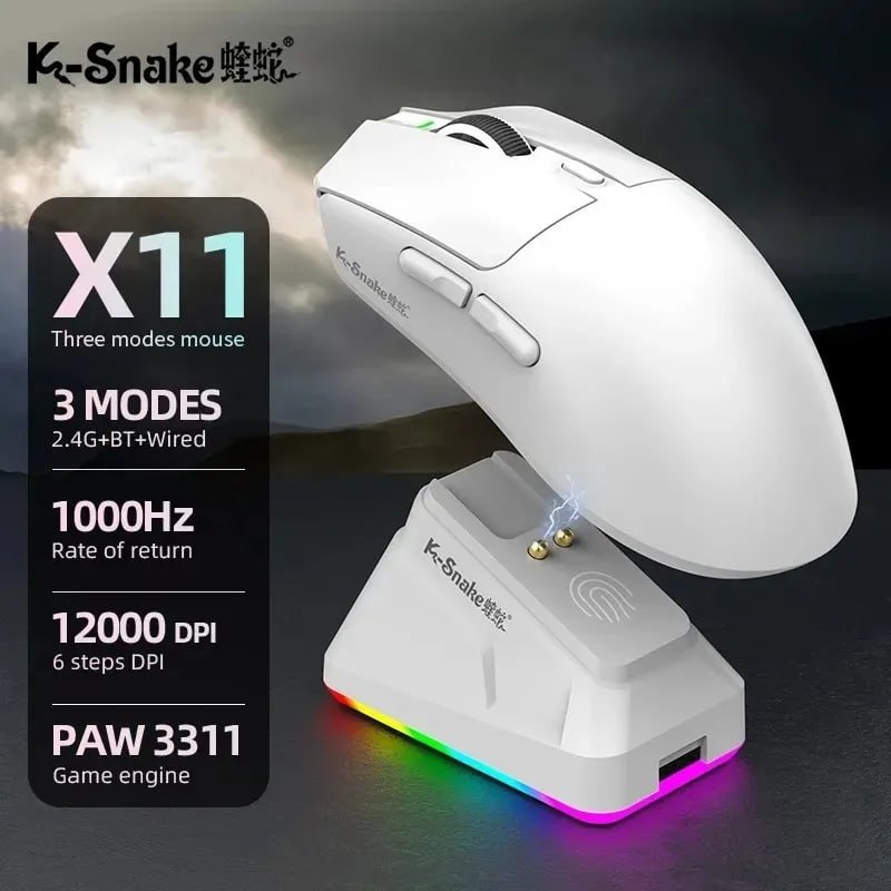 mouse gamer x11 paw3311 com encaixe rgb de três mo