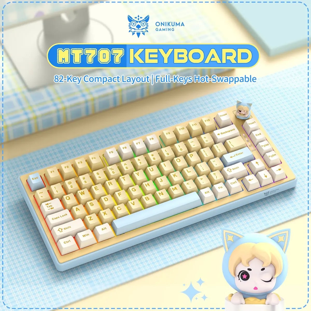 teclado mecânico gamer onikuma mt707 sem fio