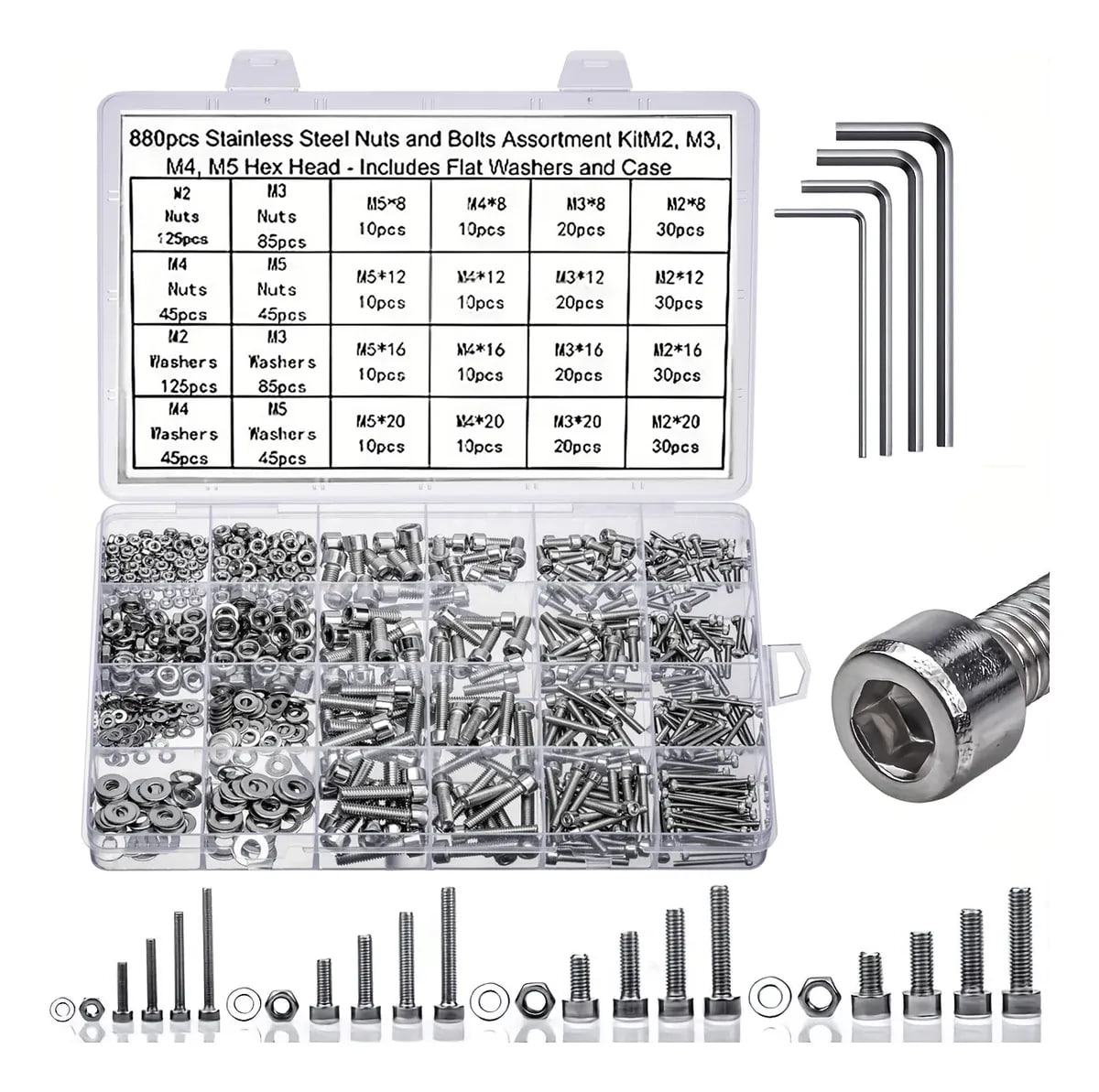 ferramentas 880pcs parafusos porcas arruelas inox cabeça sextavada