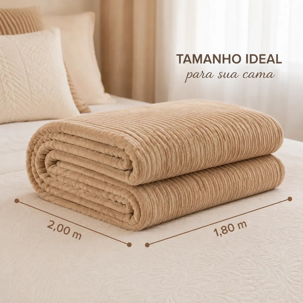 cama e banho manta coberta soft casal padrão canelada antialergica 650 g cáqui